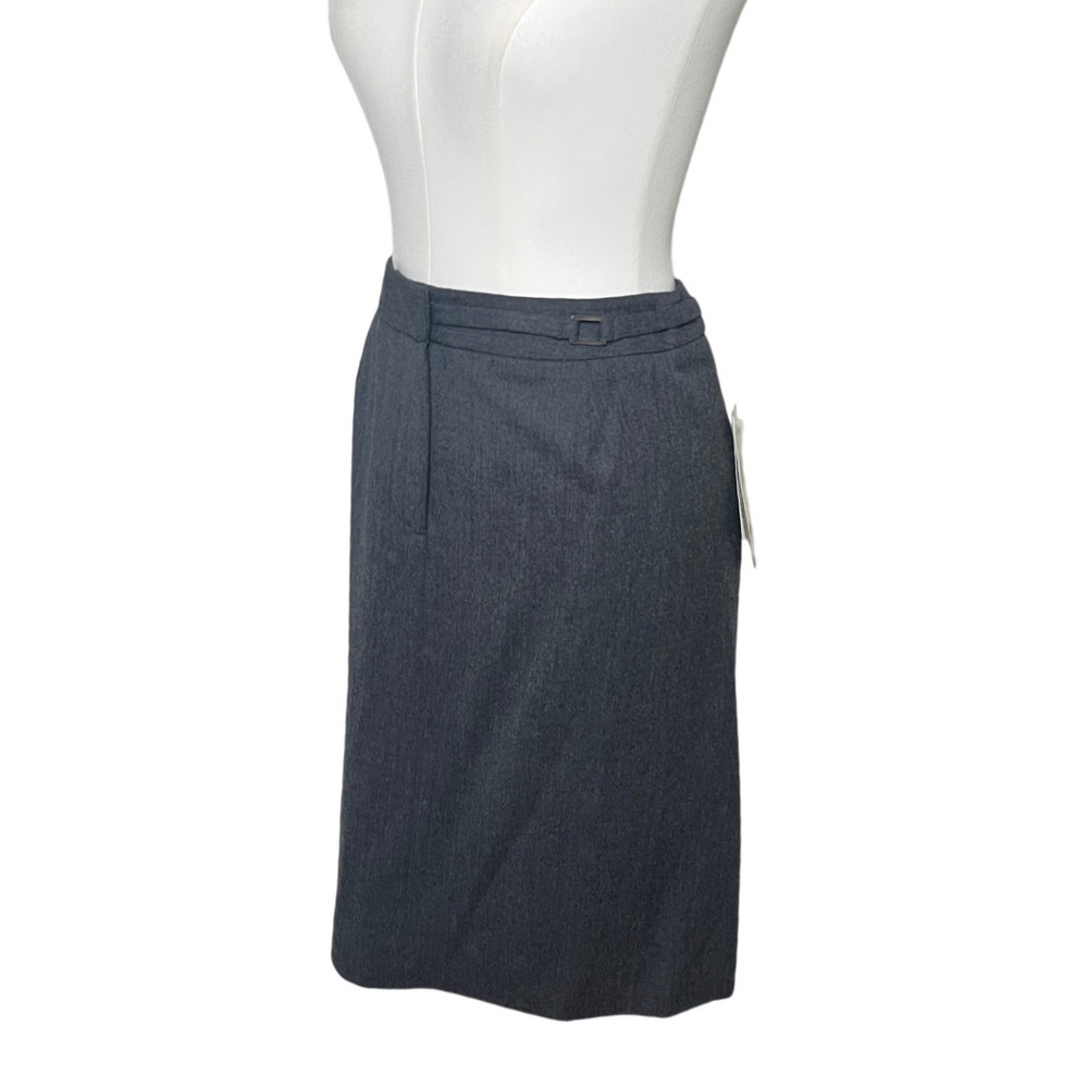 Jones New York Gray Wool Blend Pencil Skirt Side Buckle Lined NWT 10